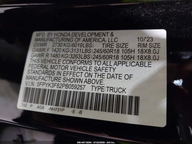 2023 HONDA RIDGELINE BLACK EDITION 9