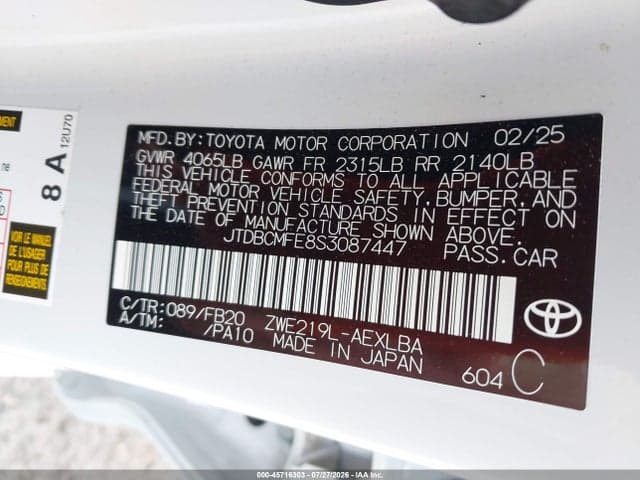 2025 TOYOTA COROLLA HYBRID LE 9