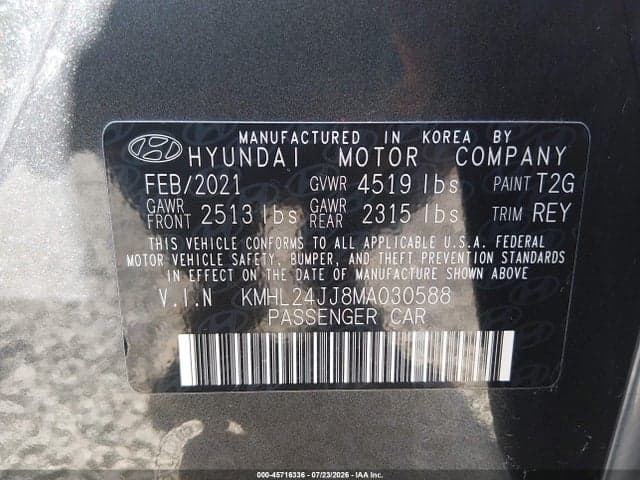 2021 HYUNDAI SONATA BLUE 9