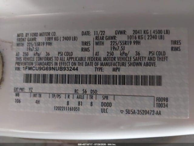 2022 FORD ESCAPE SE 9