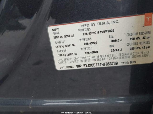 2017 TESLA MODEL X 100D/75D/90D 9
