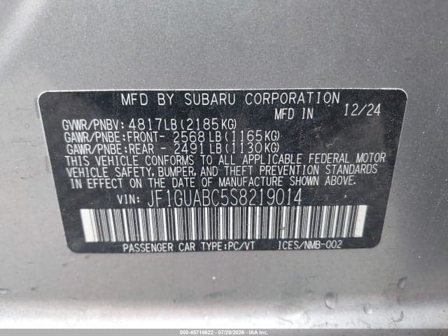 2025 SUBARU IMPREZA BASE 5-DOOR 9