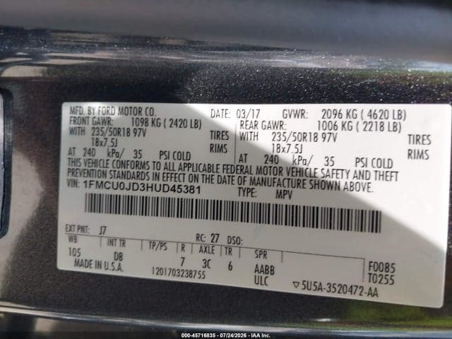 2017 FORD ESCAPE TITANIUM 9