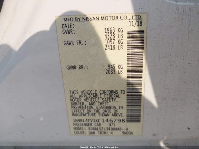 2019 NISSAN ALTIMA 2.5 SR 9