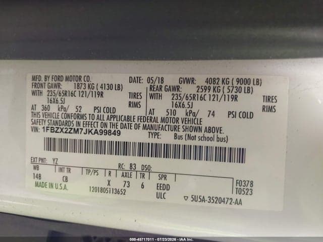 2018 FORD TRANSIT-350 XL 9