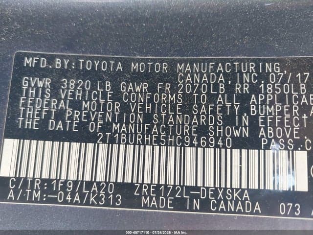 2017 TOYOTA COROLLA XSE 9