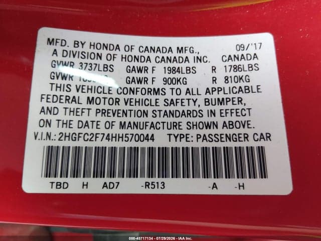 2017 HONDA CIVIC EX 9