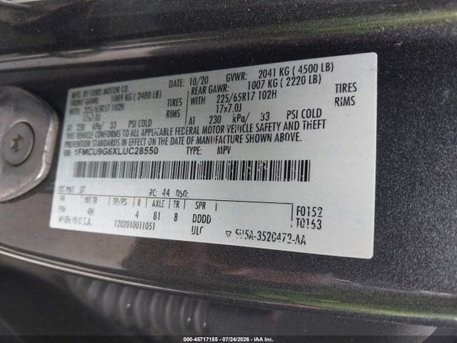 2020 FORD ESCAPE SE 9