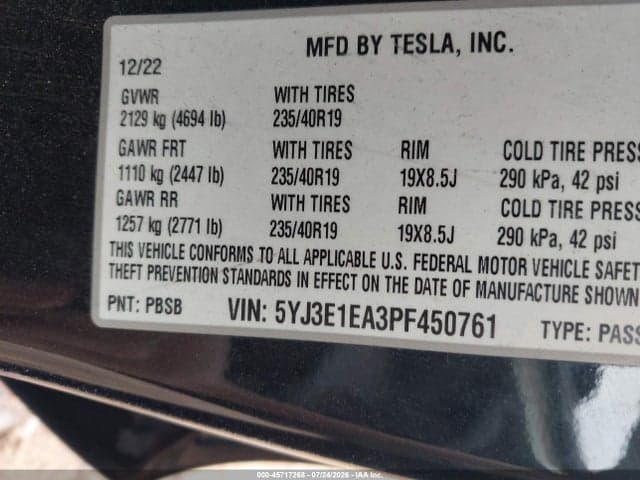 2023 TESLA MODEL 3 REAR-WHEEL DRIVE 9