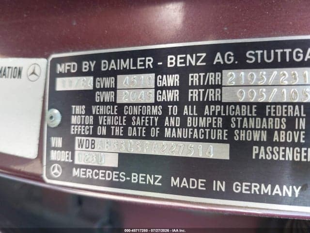 1985 MERCEDES-BENZ 300 DT 9