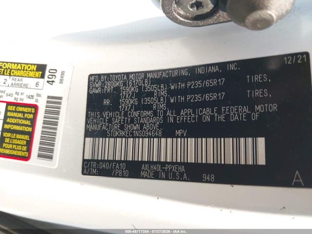 2022 TOYOTA SIENNA LE 9