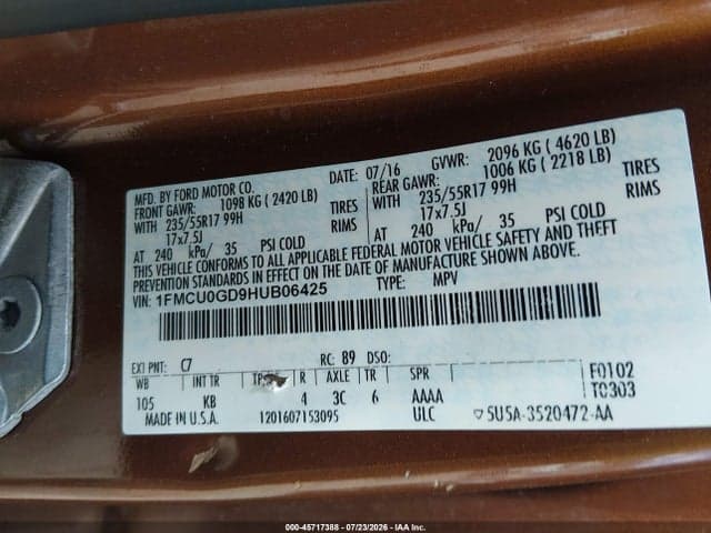 2017 FORD ESCAPE SE 9