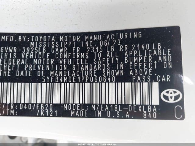 2023 TOYOTA COROLLA LE 9