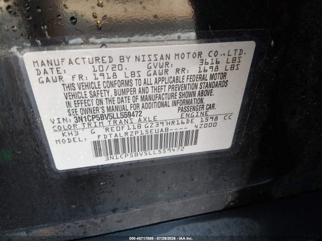 2020 NISSAN KICKS S XTRONIC CVT 9