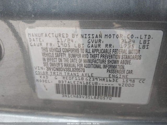 2025 NISSAN VERSA 1.6 S 9