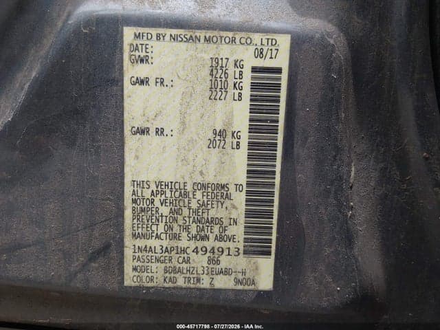 2017 NISSAN ALTIMA 2.5 SR 9
