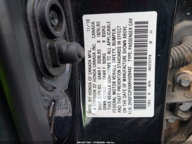 2019 HONDA CIVIC LX 9