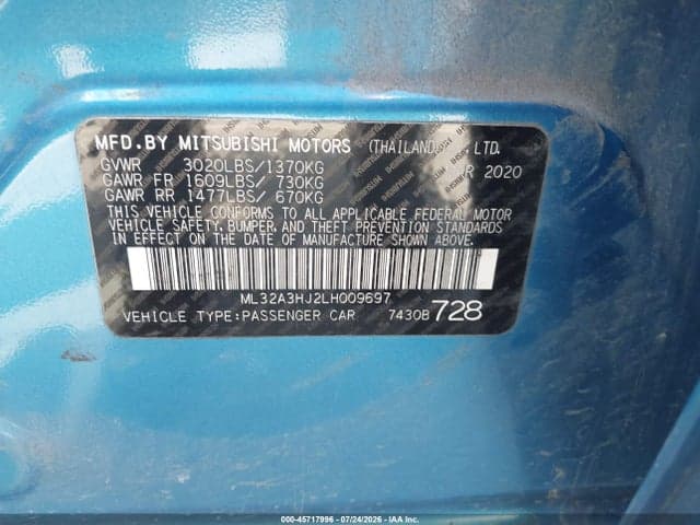 2020 MITSUBISHI MIRAGE ES/SE 9