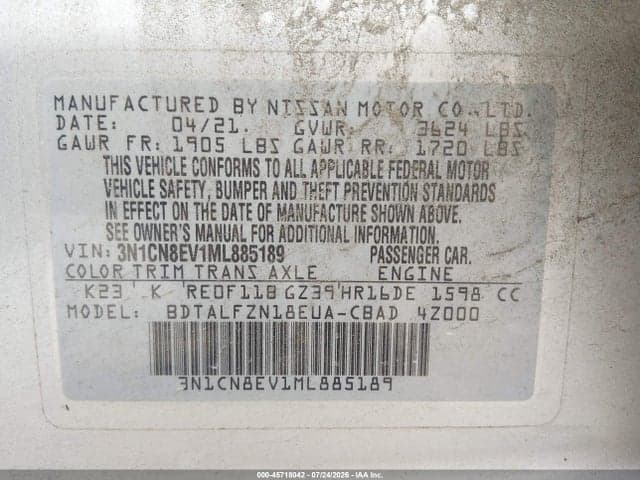 2021 NISSAN VERSA SV XTRONIC CVT 9