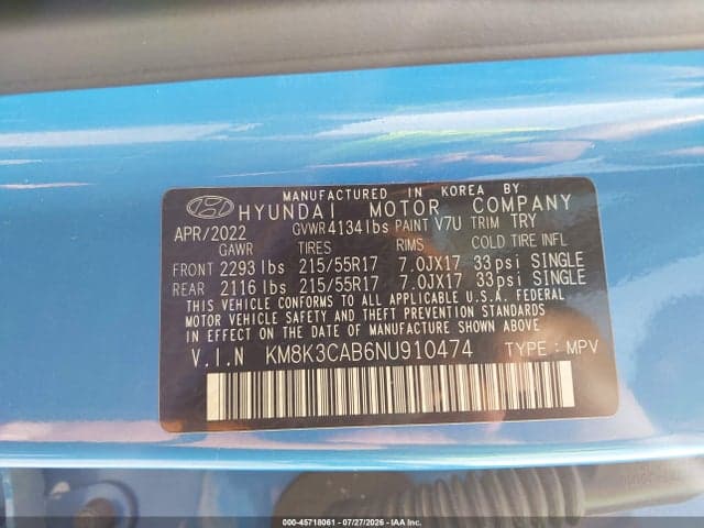 2022 HYUNDAI KONA SEL 9