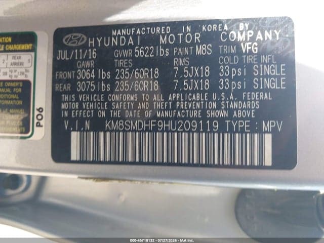 2017 HYUNDAI SANTA FE SE 9