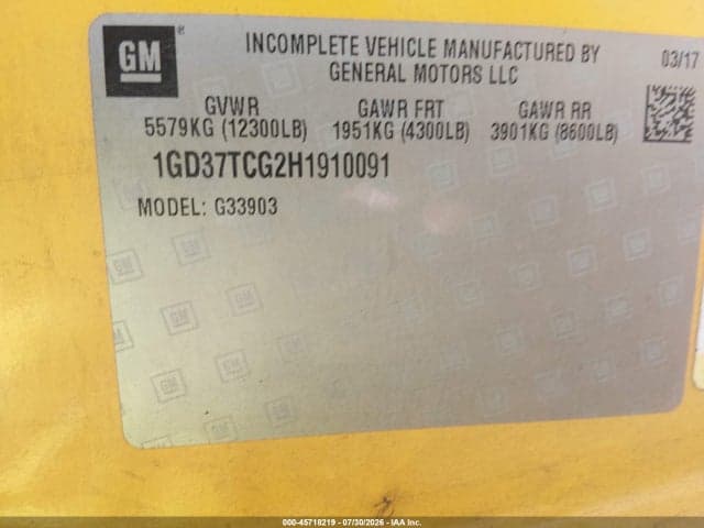 2017 GMC SAVANA CUTAWAY WORK VAN 9