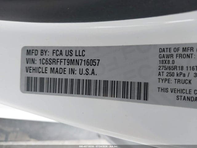 2021 RAM 1500 BIG HORN 4X4 5'7 BOX 9