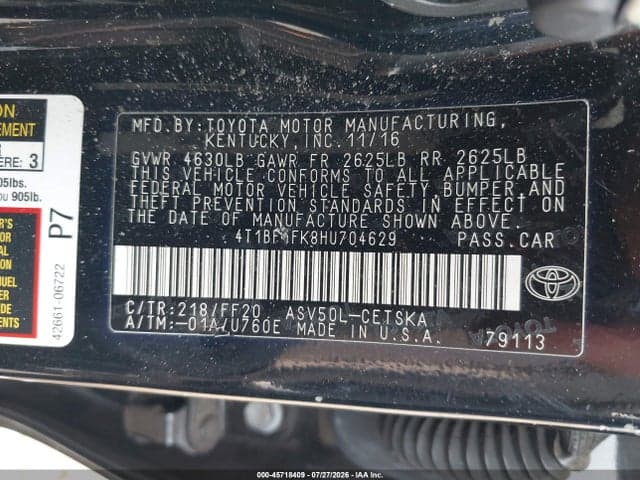 2017 TOYOTA CAMRY SE 9