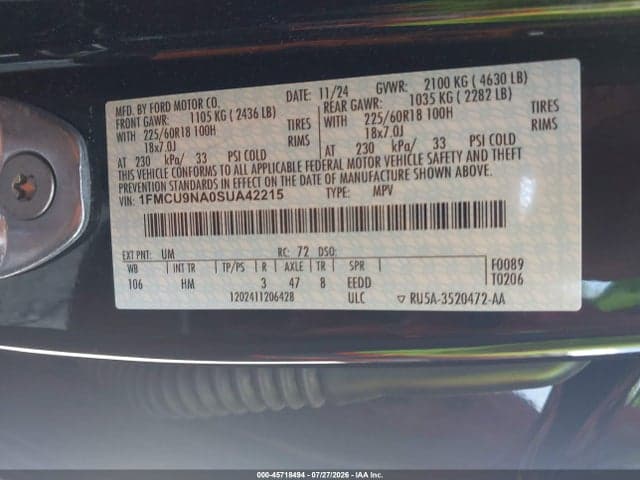 2025 FORD ESCAPE ST-LINE SELECT 9