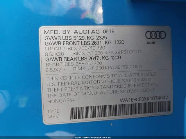 2019 AUDI Q3 2.0T S LINE PREMIUM 9