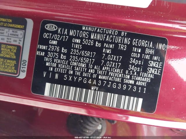 2018 KIA SORENTO 2.4L LX 9