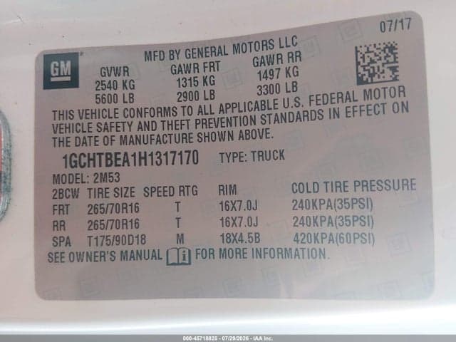 2017 CHEVROLET COLORADO 4WD WT 9