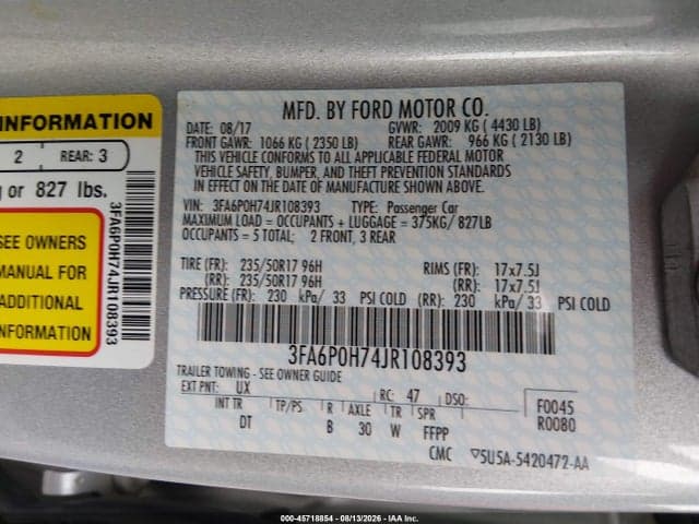 2018 FORD FUSION SE 9