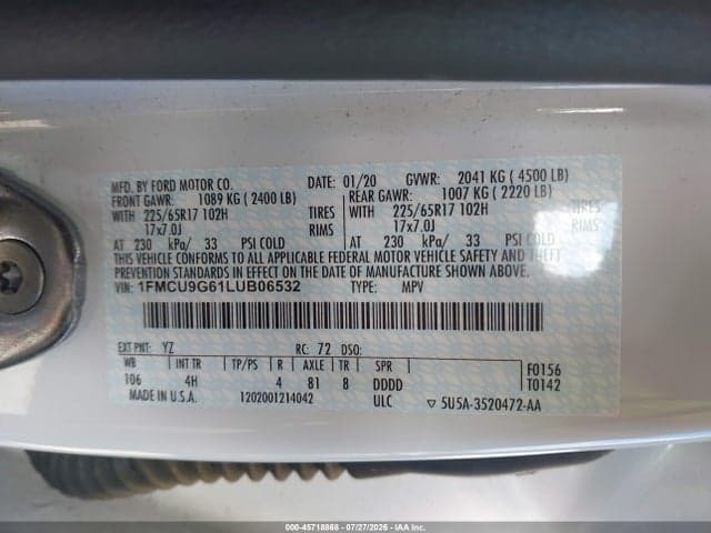 2020 FORD ESCAPE SE 9