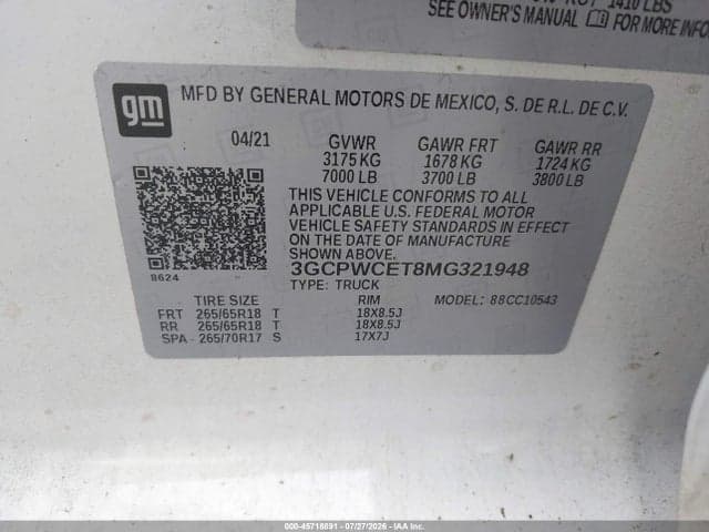 2021 CHEVROLET SILVERADO 1500 2WD SHORT BED LT 9