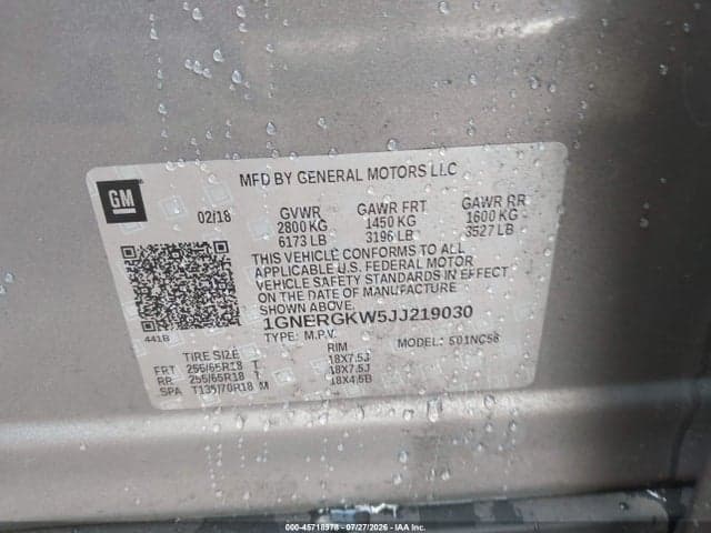 2018 CHEVROLET TRAVERSE LT CLOTH 9