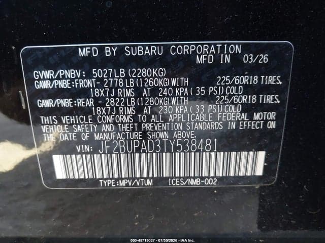 2026 SUBARU OUTBACK PREMIUM 9
