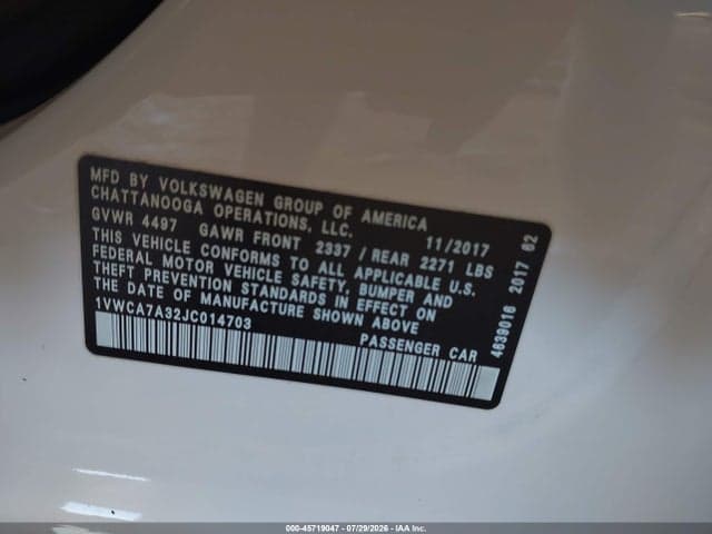 2018 VOLKSWAGEN PASSAT 2.0T SEL PREMIUM 9