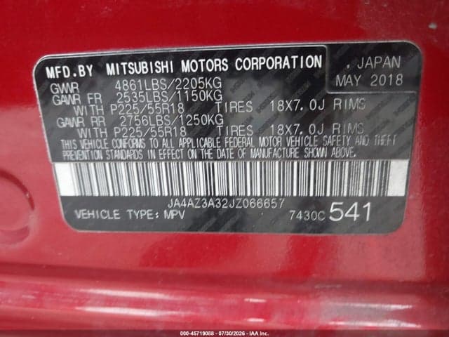 2018 MITSUBISHI OUTLANDER ES 9