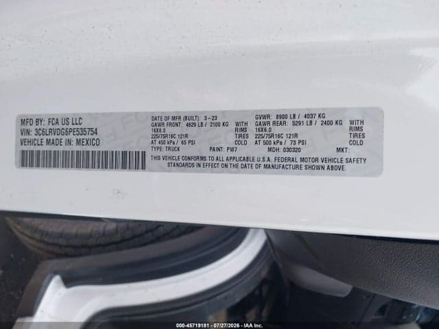 2023 RAM PROMASTER 2500 HIGH ROOF 159 WB 9