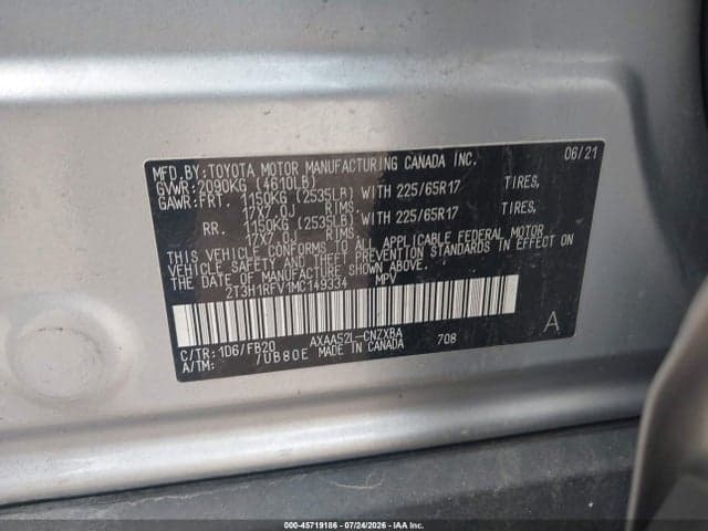 2021 TOYOTA RAV4 LE 9