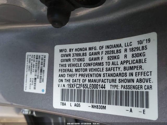 2020 HONDA CIVIC LX 9