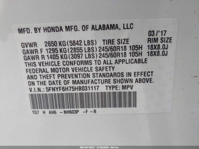2017 HONDA PILOT EX-L 9