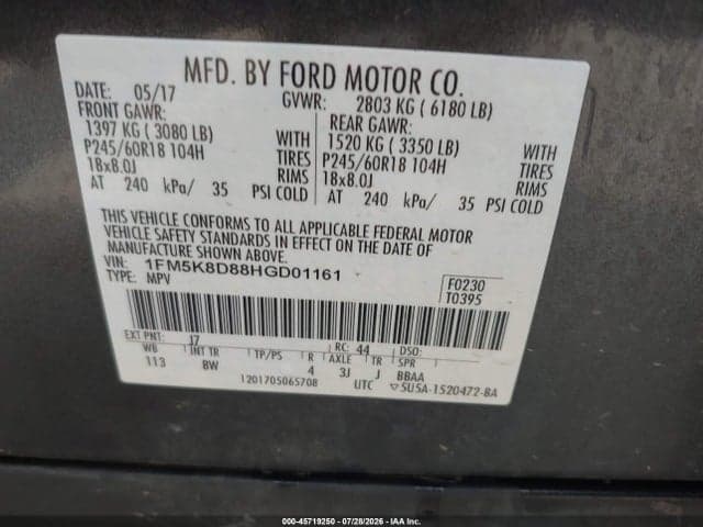 2017 FORD EXPLORER XLT 9