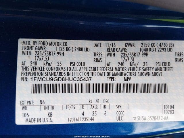 2017 FORD ESCAPE SE 9
