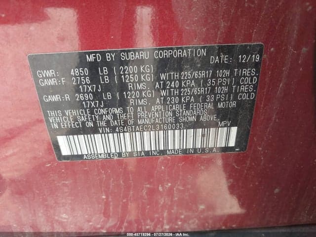 2020 SUBARU OUTBACK PREMIUM 9