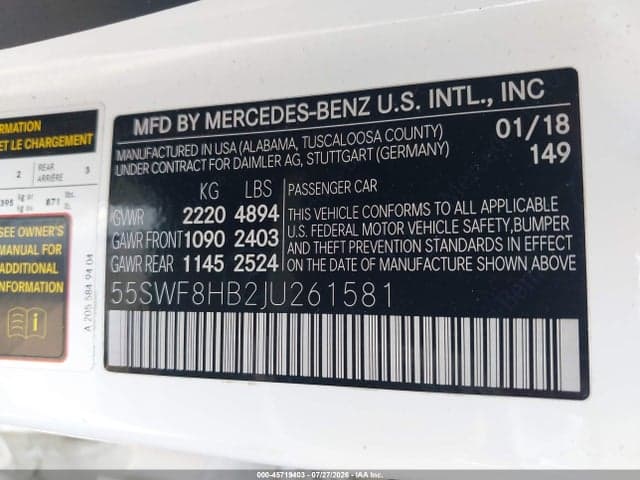 2018 MERCEDES-BENZ AMG C 63 S 9