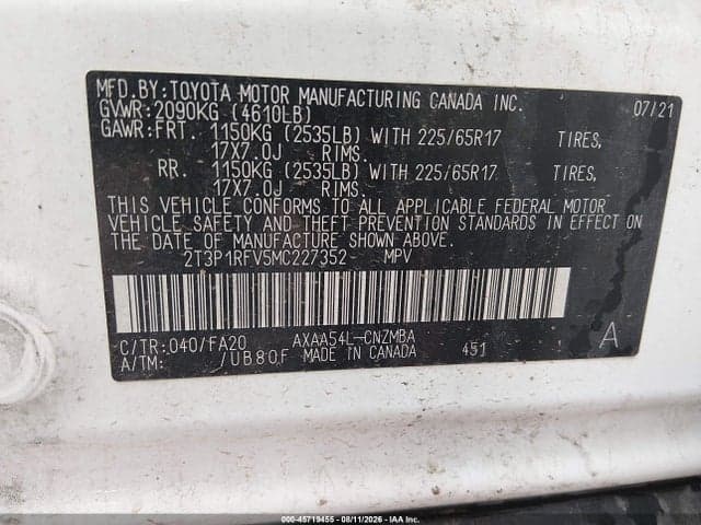 2021 TOYOTA RAV4 XLE 9