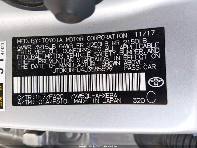 2018 TOYOTA PRIUS TWO 9