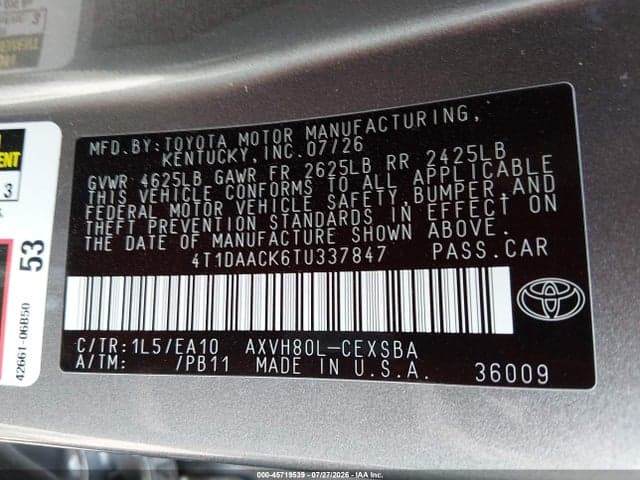2026 TOYOTA CAMRY SE 9